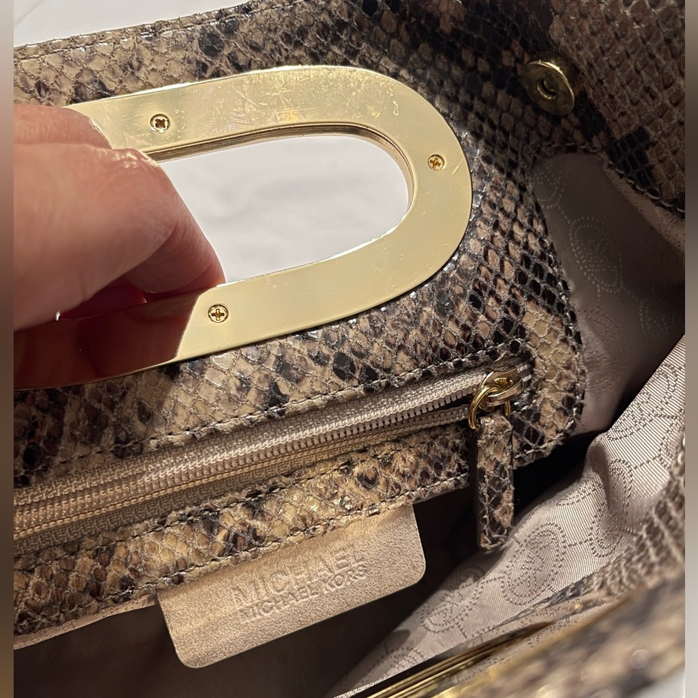 Michael Kors Python Embossed Leather Clutch - Picture 8 of 9